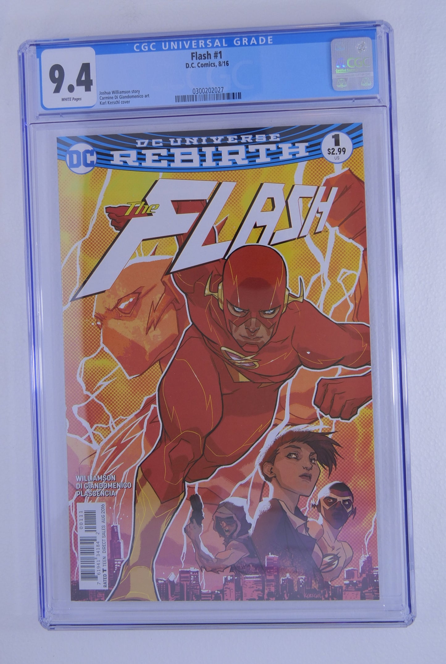 Flash 1 CGC 9.4 white pages DC Rebirth 2016 slab
