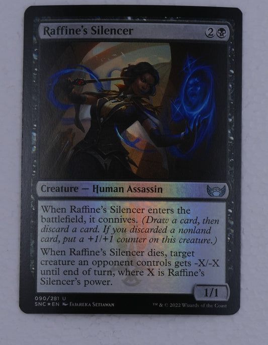 Buy Raffine’s Silencer foil from Streets of New Capenna at DM Vault Co. MTG single with tracking.
