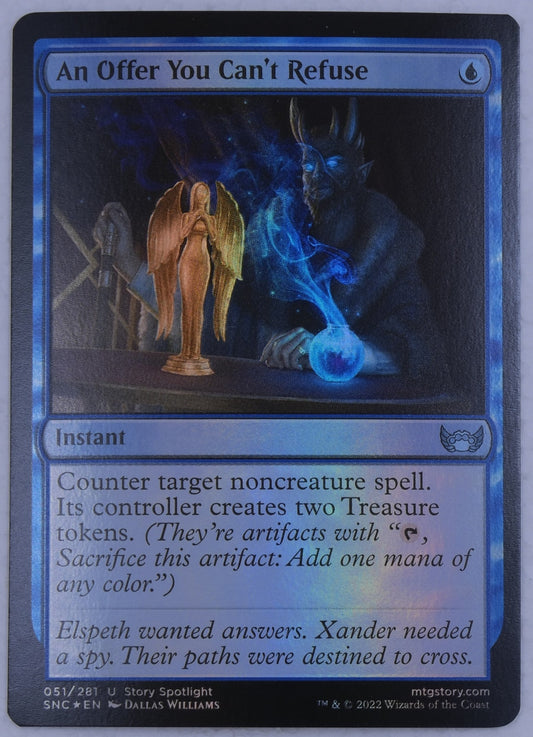 An Offer You Can’t Refuse foil instant card from Streets of New Capenna Magic the Gathering