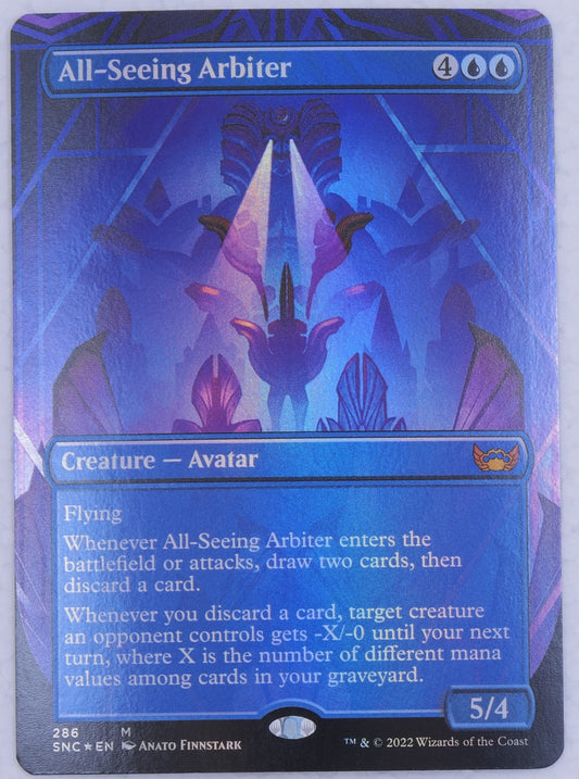 All-Seeing Arbiter extended art foil creature card from Streets of New Capenna Magic the Gathering