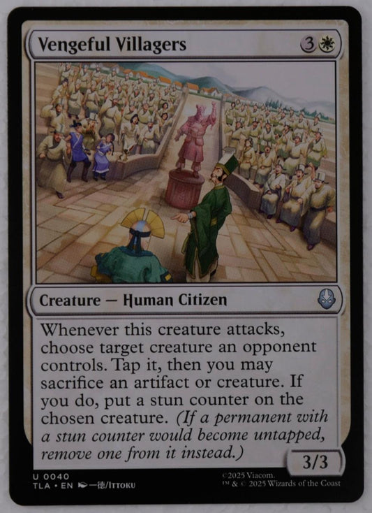 Vengeful Villagers regular white creature card from Avatar The Last Airbender MTG