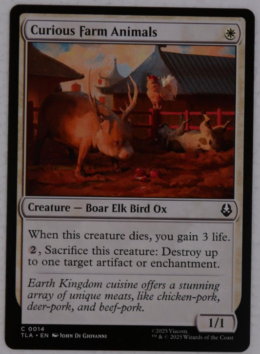 Curious Farm Animals Magic the Gathering regular creature card from Avatar: The Last Airbender