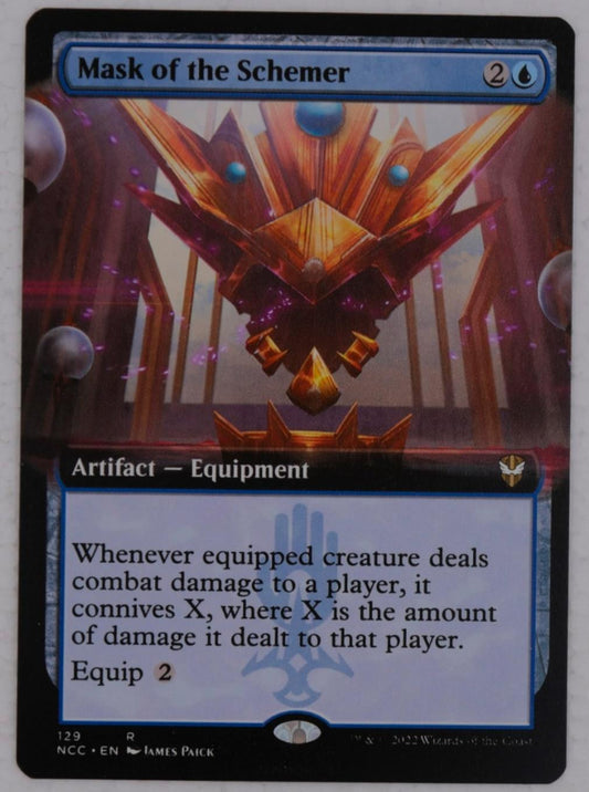 Mask of the Schemer extended art rare Magic the Gathering card from Streets of New Capenna