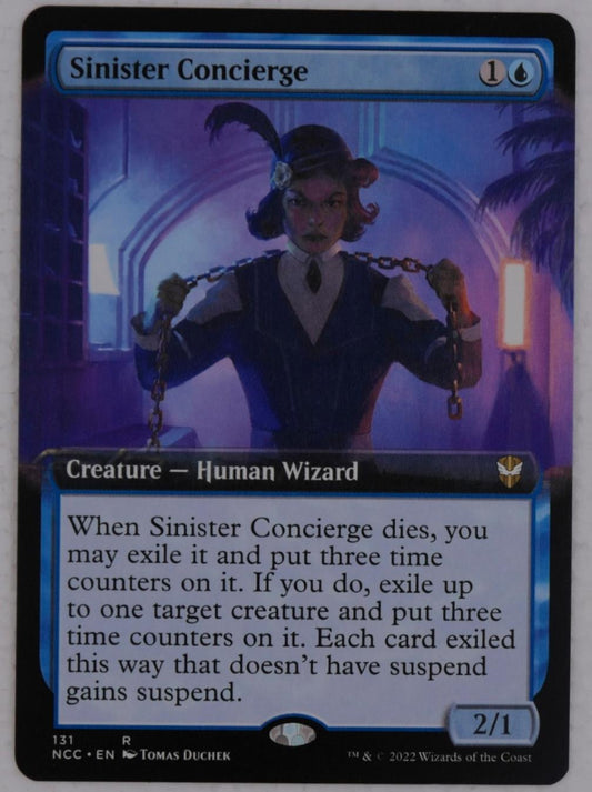 Sinister Concierge extended art rare Magic the Gathering card from Streets of New Capenna