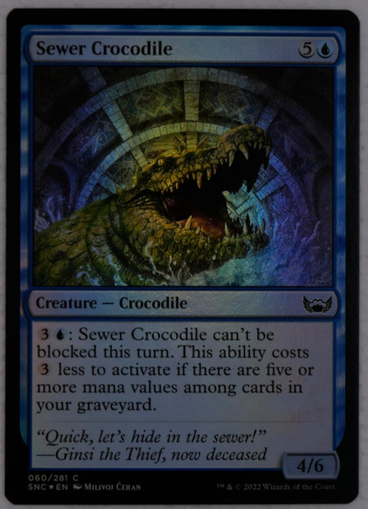 Sewer Crocodile foil creature card from Streets of New Capenna Magic the Gathering