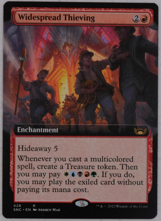 Widespread Thieving extended art enchantment from Streets of New Capenna Magic the Gathering
