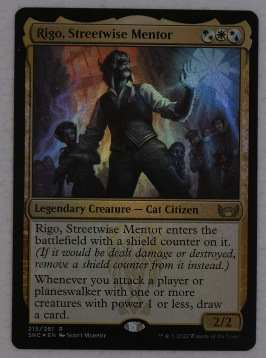 Rigo, Streetwise Mentor foil legendary creature from Streets of New Capenna Magic the Gathering