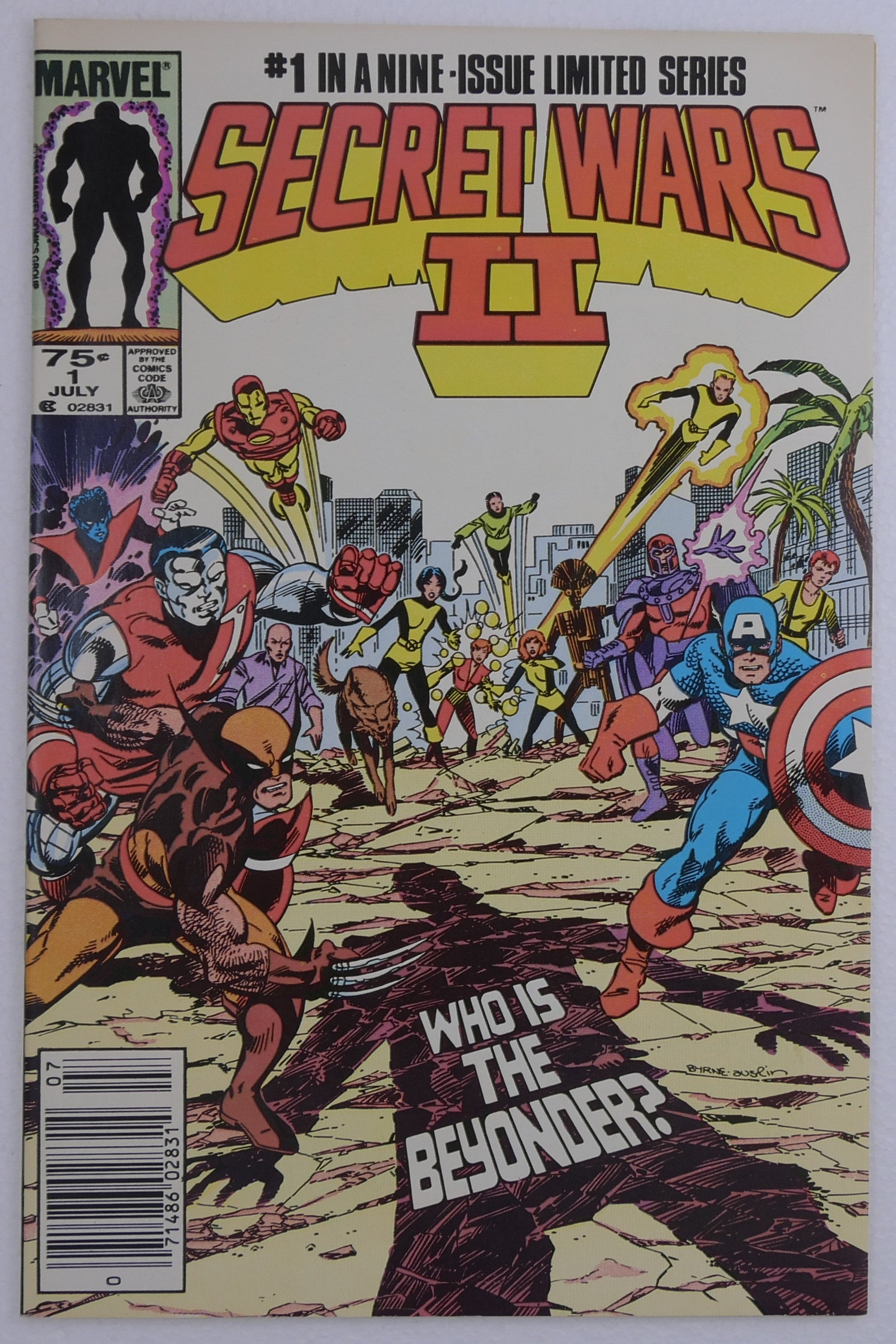 Secret Wars II #1 cover featuring Marvel heroes and the Beyonder published by Marvel Comics