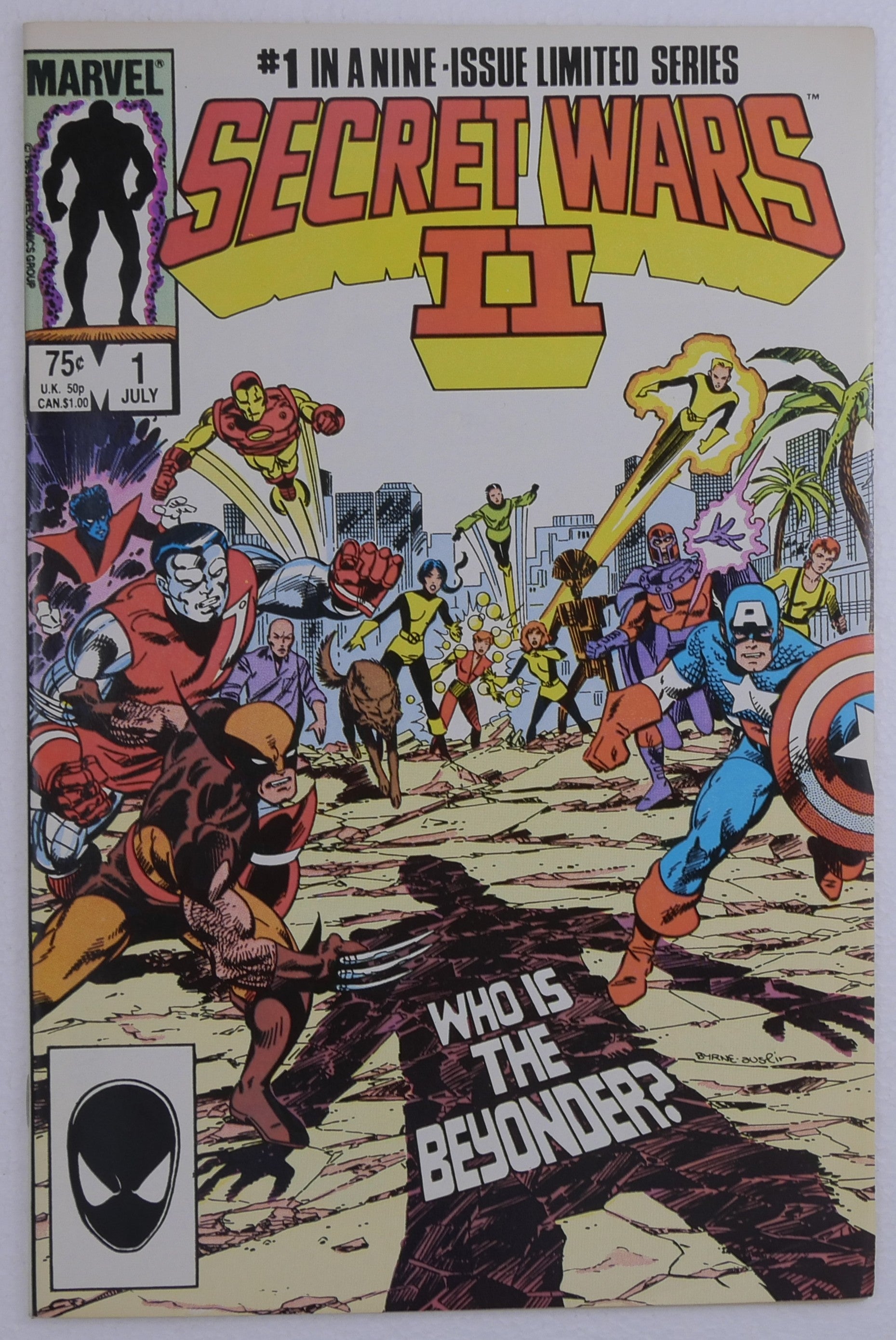 Secret Wars II #1 cover featuring Marvel heroes and the Beyonder published by Marvel Comics