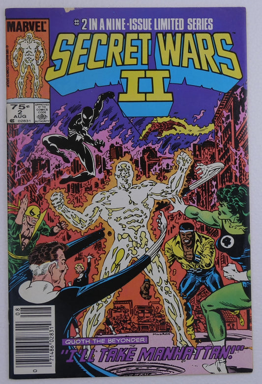 Secret Wars II #2 cover featuring the Beyonder and Marvel heroes published by Marvel Comics