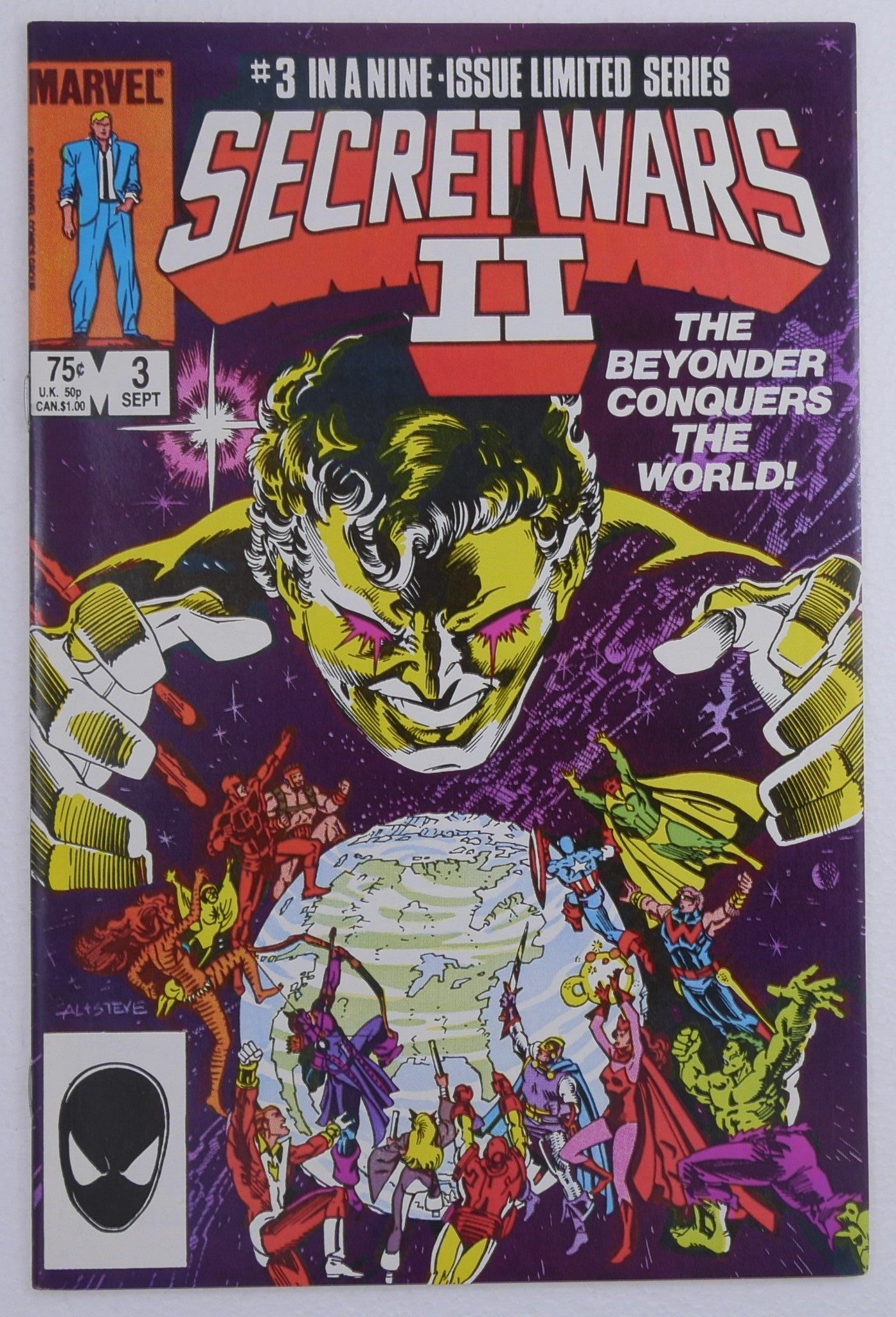 Secret Wars II #3 cover featuring the Beyonder and Marvel heroes published by Marvel Comics
