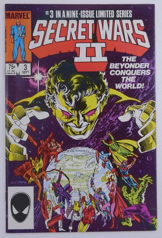 Secret Wars II #3 cover featuring the Beyonder and Marvel heroes published by Marvel Comics