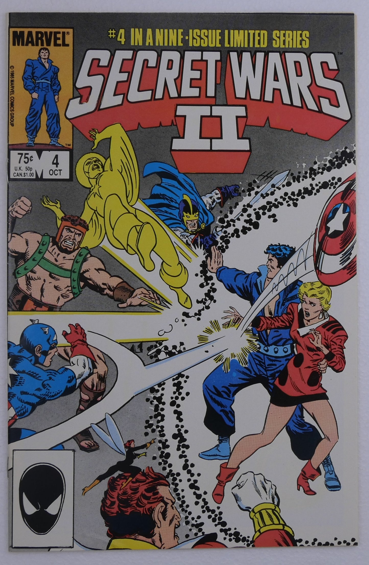 Secret Wars II #4 cover featuring Marvel heroes in conflict published by Marvel Comics