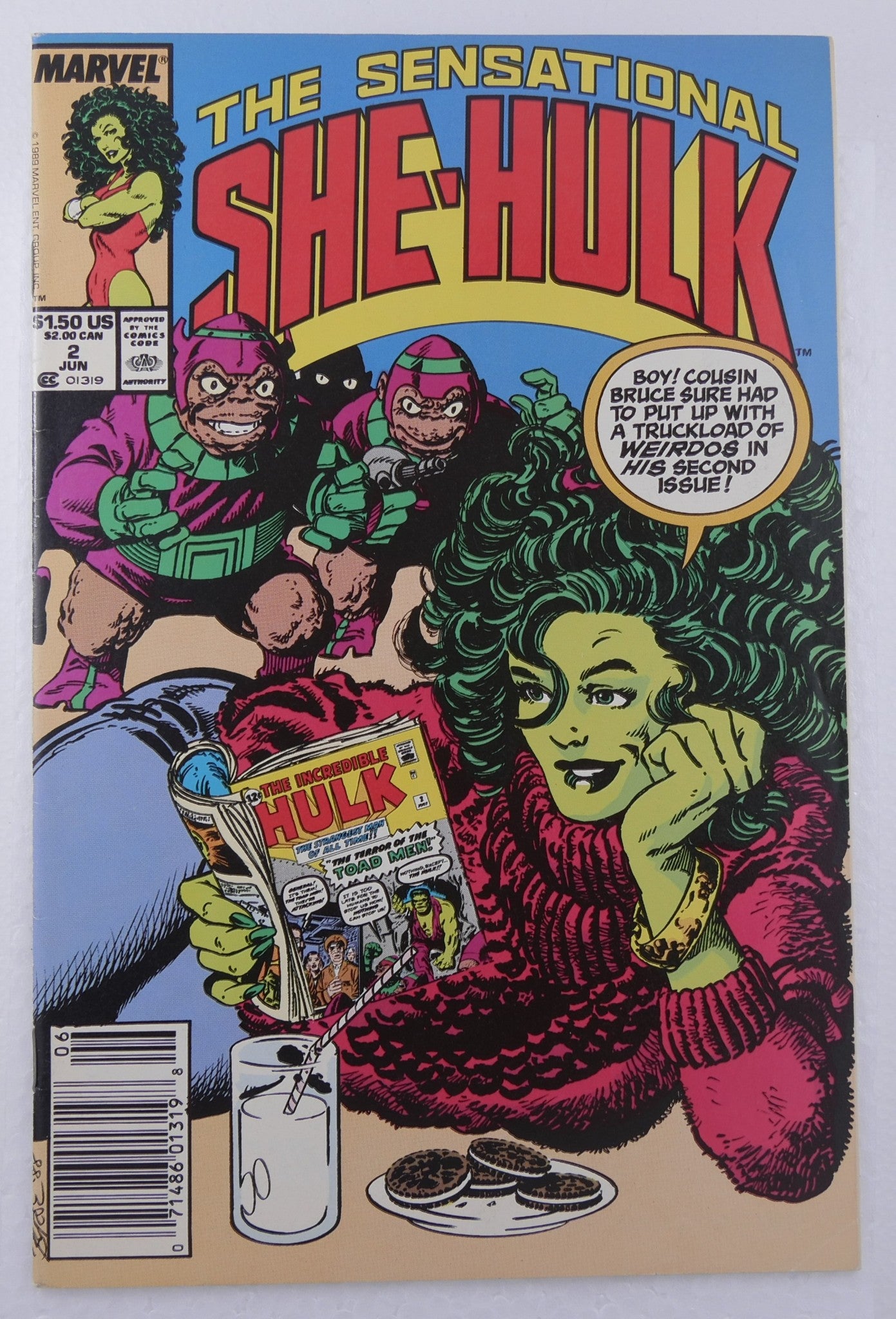 The Sensational She-Hulk #2 Marvel Comics 1989 front cover featuring She-Hulk and unusual villains