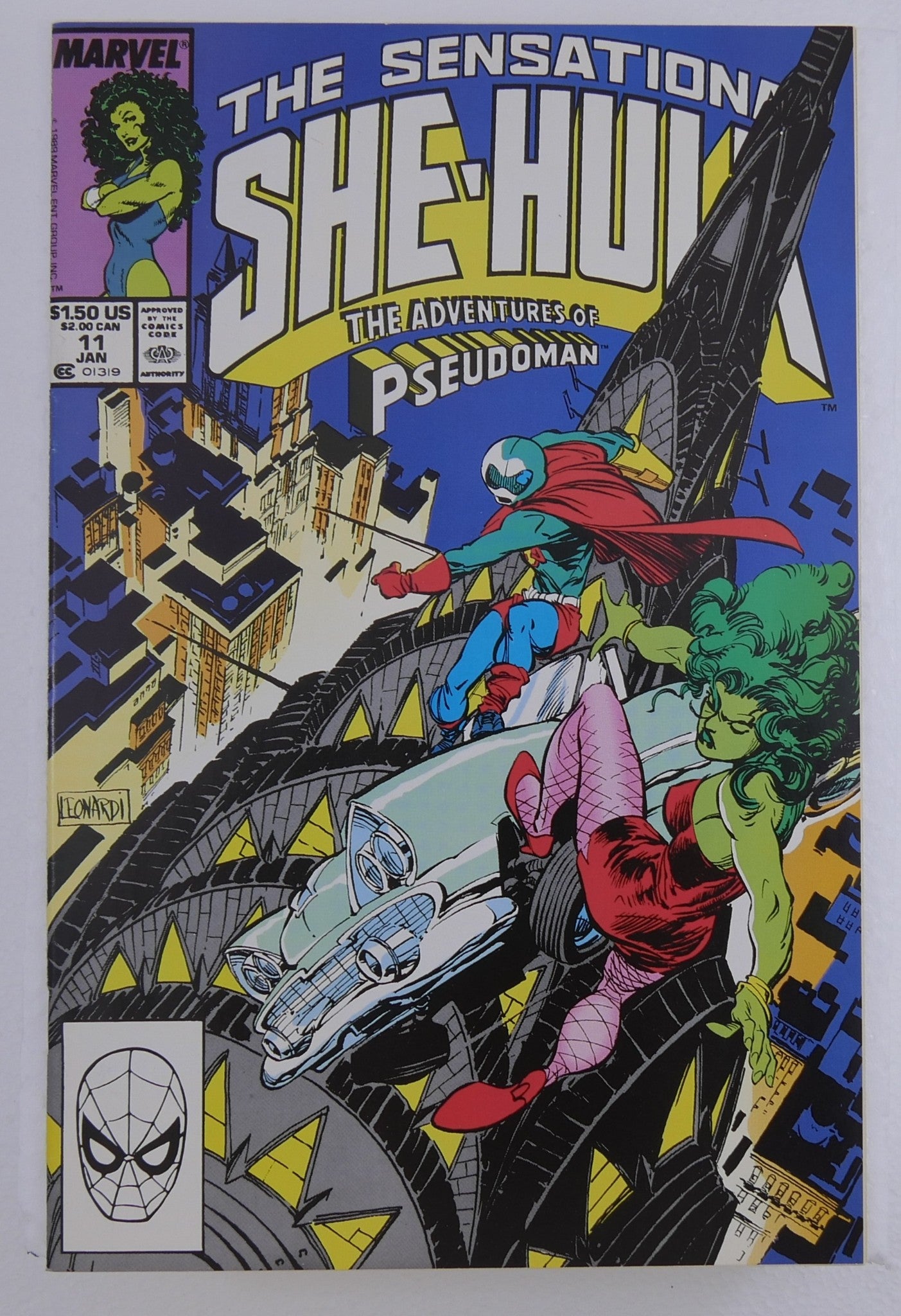 The Sensational She-Hulk #11 Marvel Comics 1990 front cover featuring She-Hulk and Pseudoman