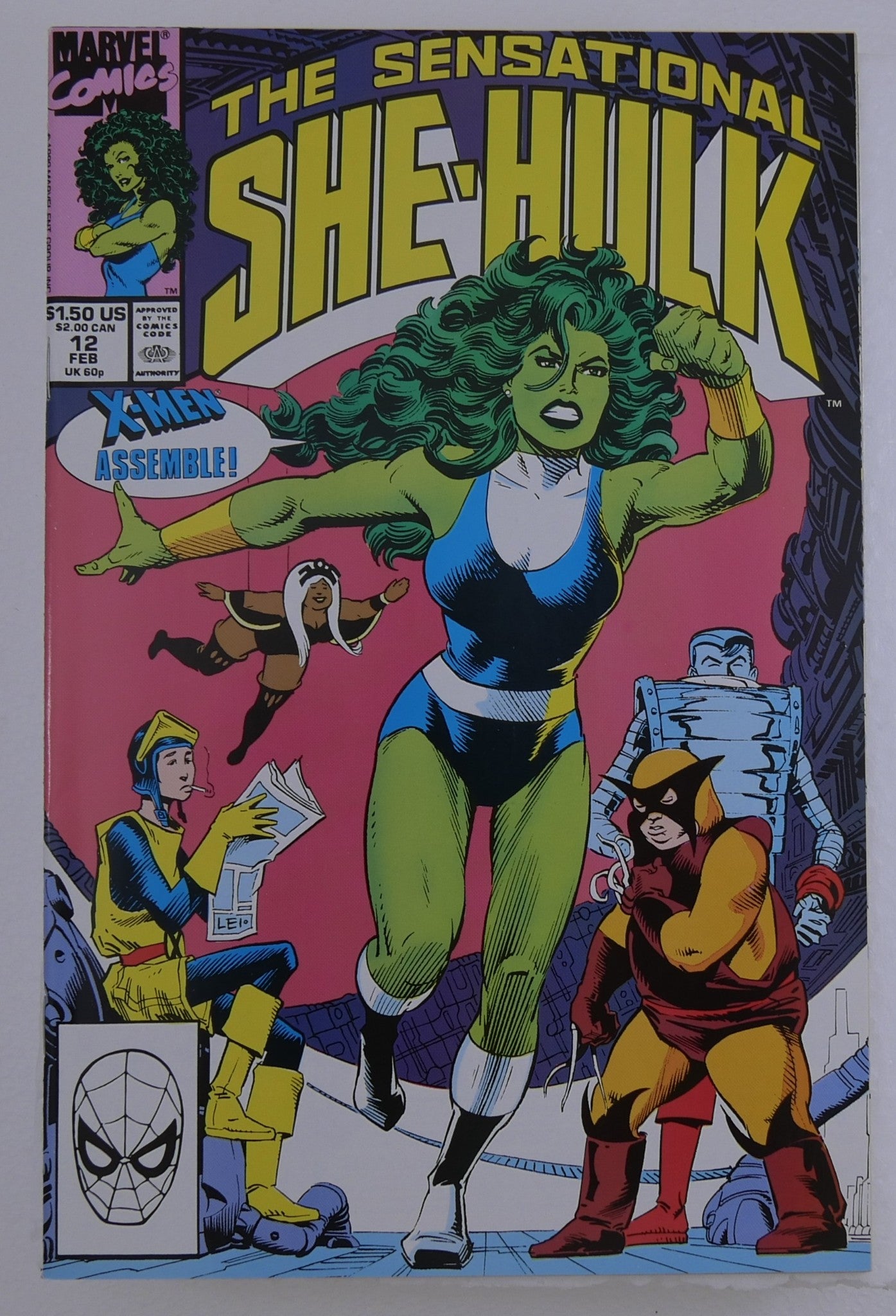 The Sensational She-Hulk #12 Marvel Comics 1990 cover featuring She-Hulk and X-Men