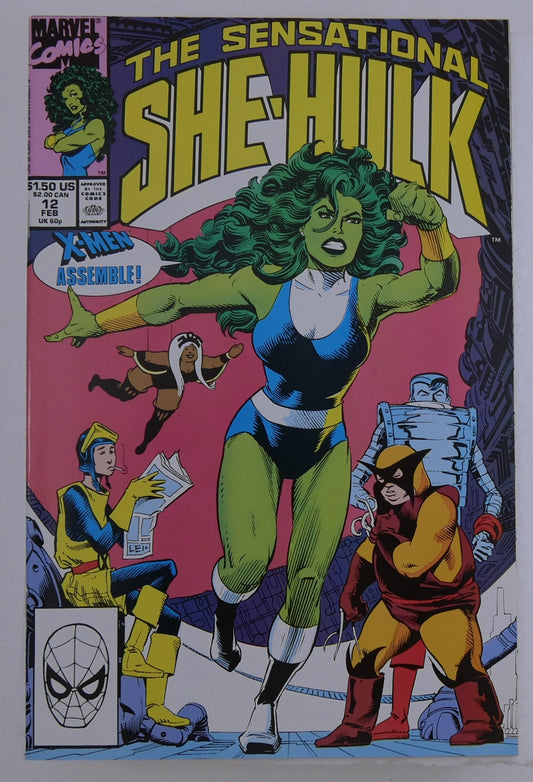 The Sensational She-Hulk #12 Marvel Comics 1990 cover featuring She-Hulk and X-Men
