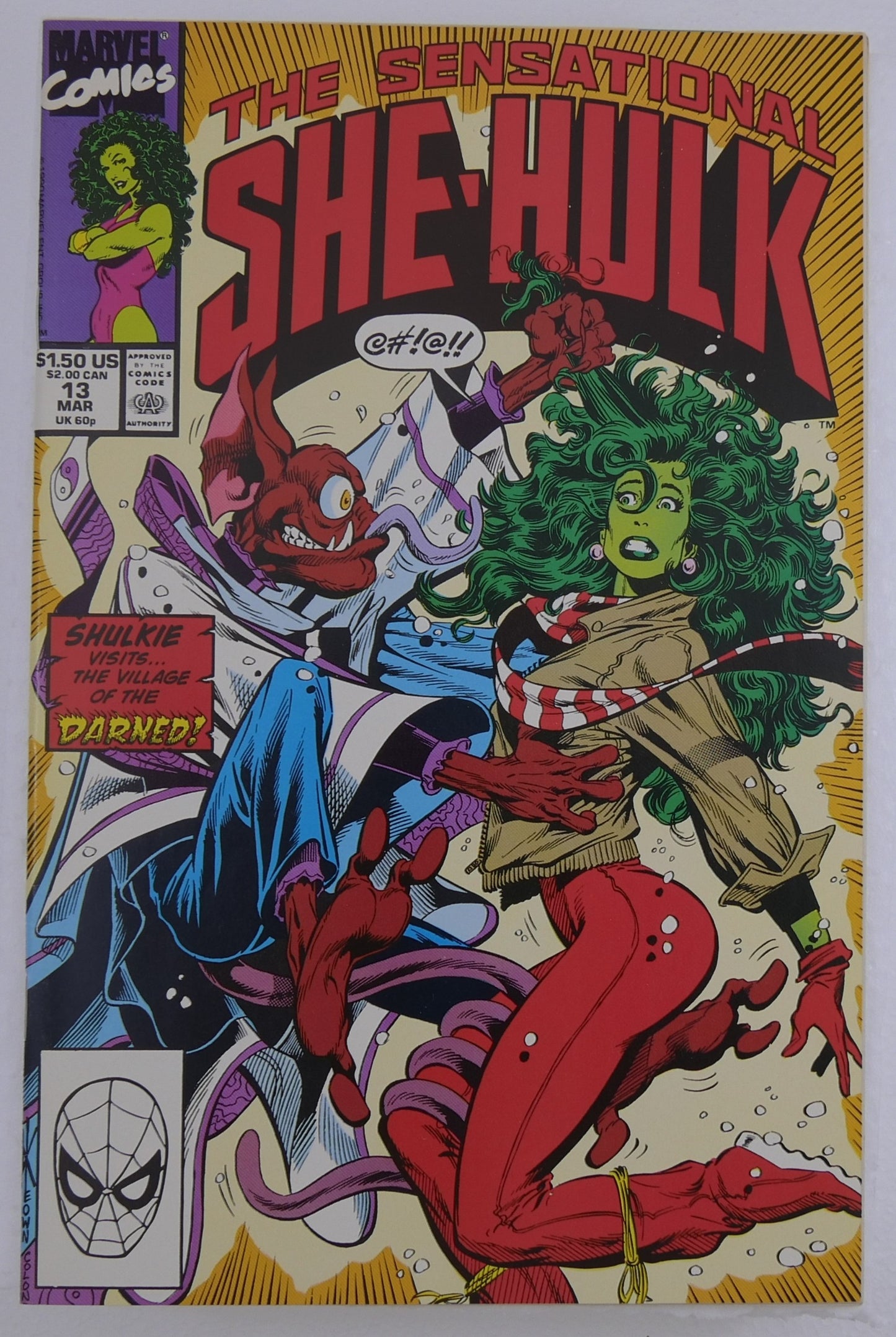The Sensational She-Hulk #13 Marvel Comics 1990 Village of the Darned cover art