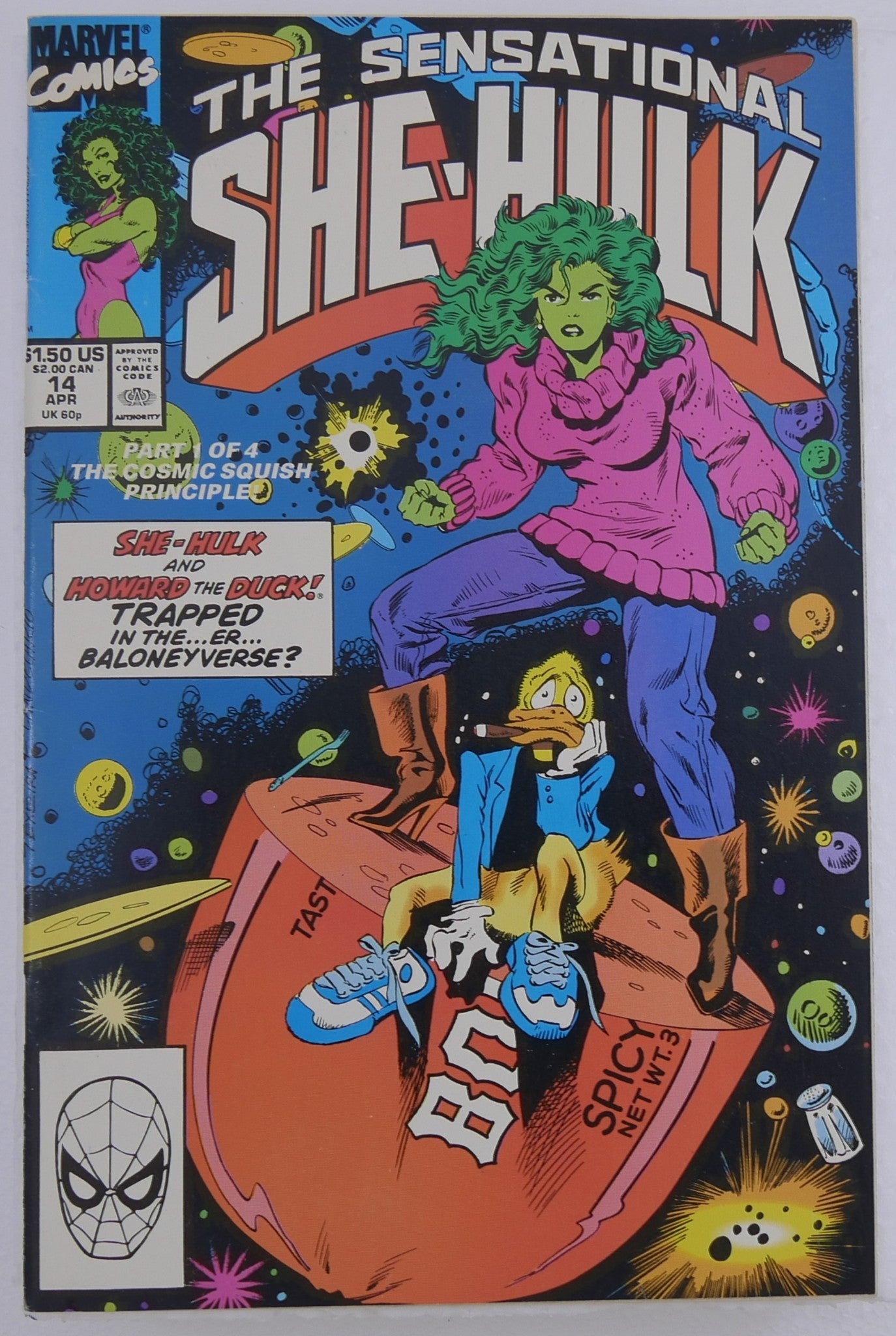 The Sensational She-Hulk #14 Marvel Comics 1990 Howard the Duck crossover cover