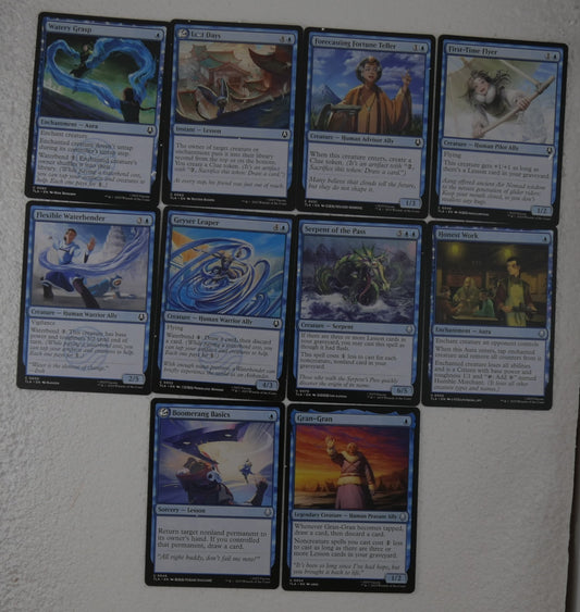 Avatar The Last Airbender blue starter pack with 10 Waterbender themed Magic cards