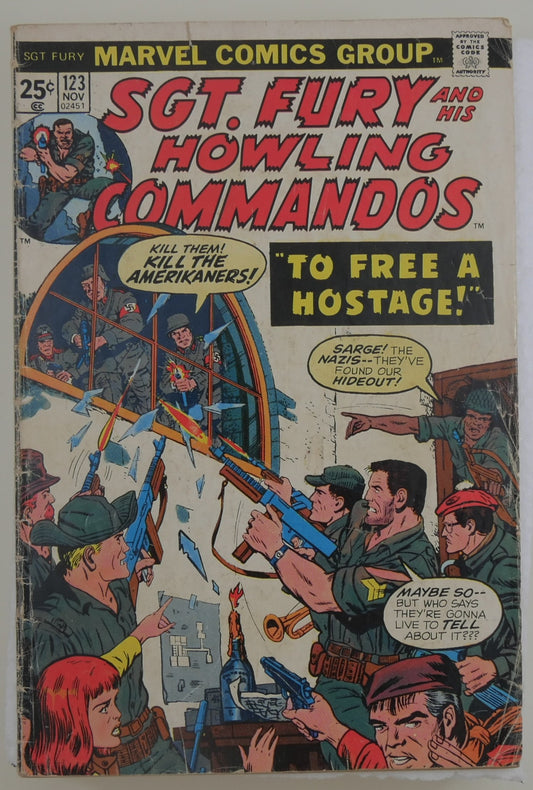 Sgt. Fury and His Howling Commandos #123 1974 Marvel Comics Bronze Age war comic cover