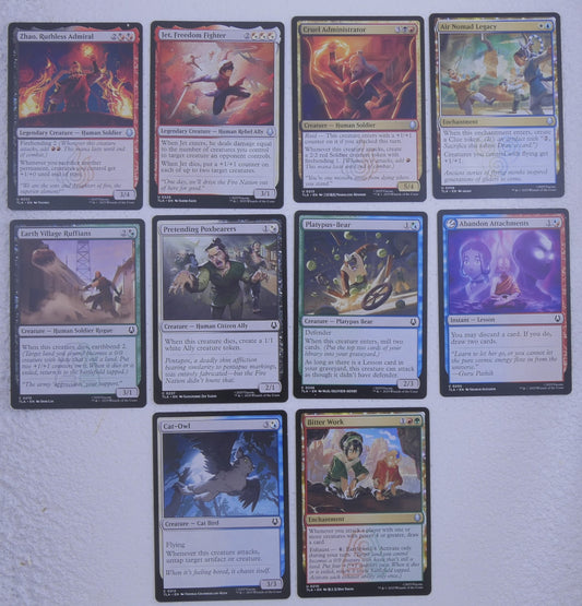 Avatar The Last Airbender multicolor starter pack showing example Magic cards in grid and fan layouts