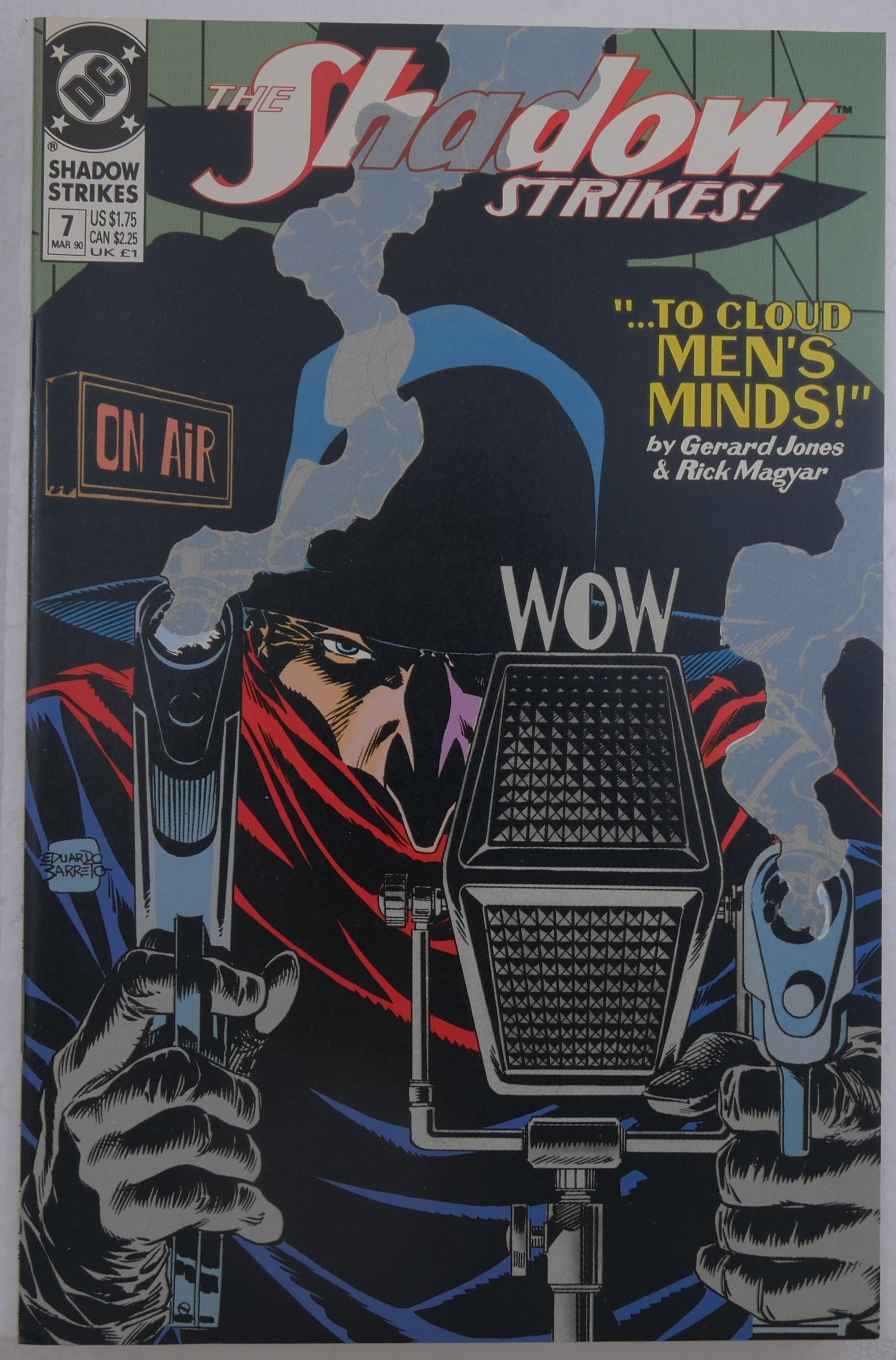 The Shadow Strikes #7 1990 DC Comics noir radio microphone cover