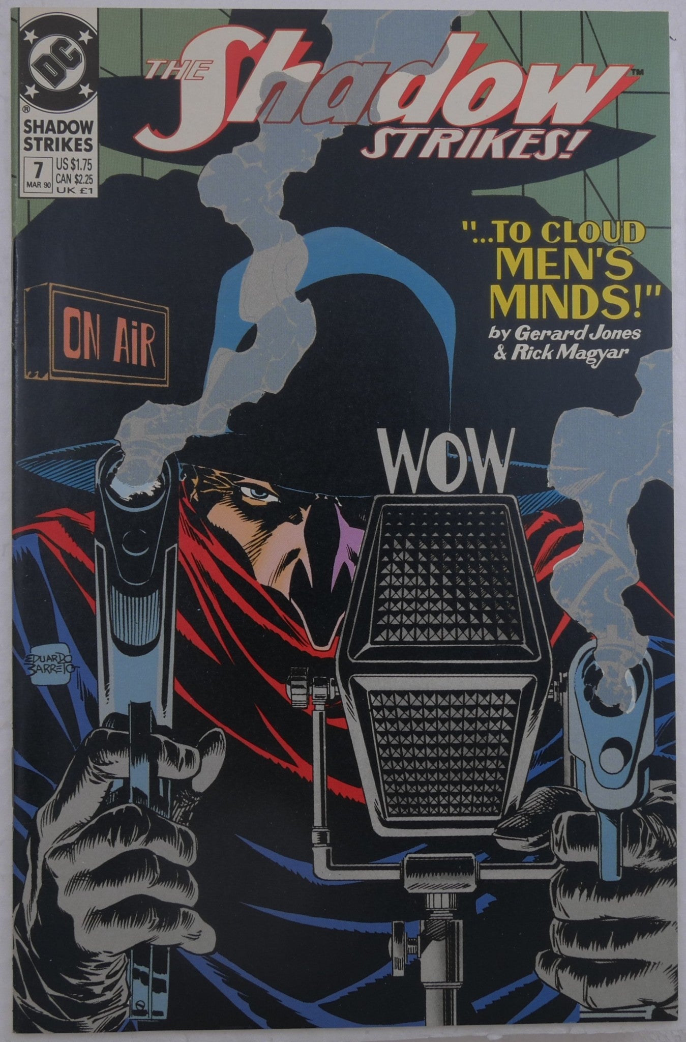 The Shadow Strikes #7 1990 DC Comics noir radio microphone cover