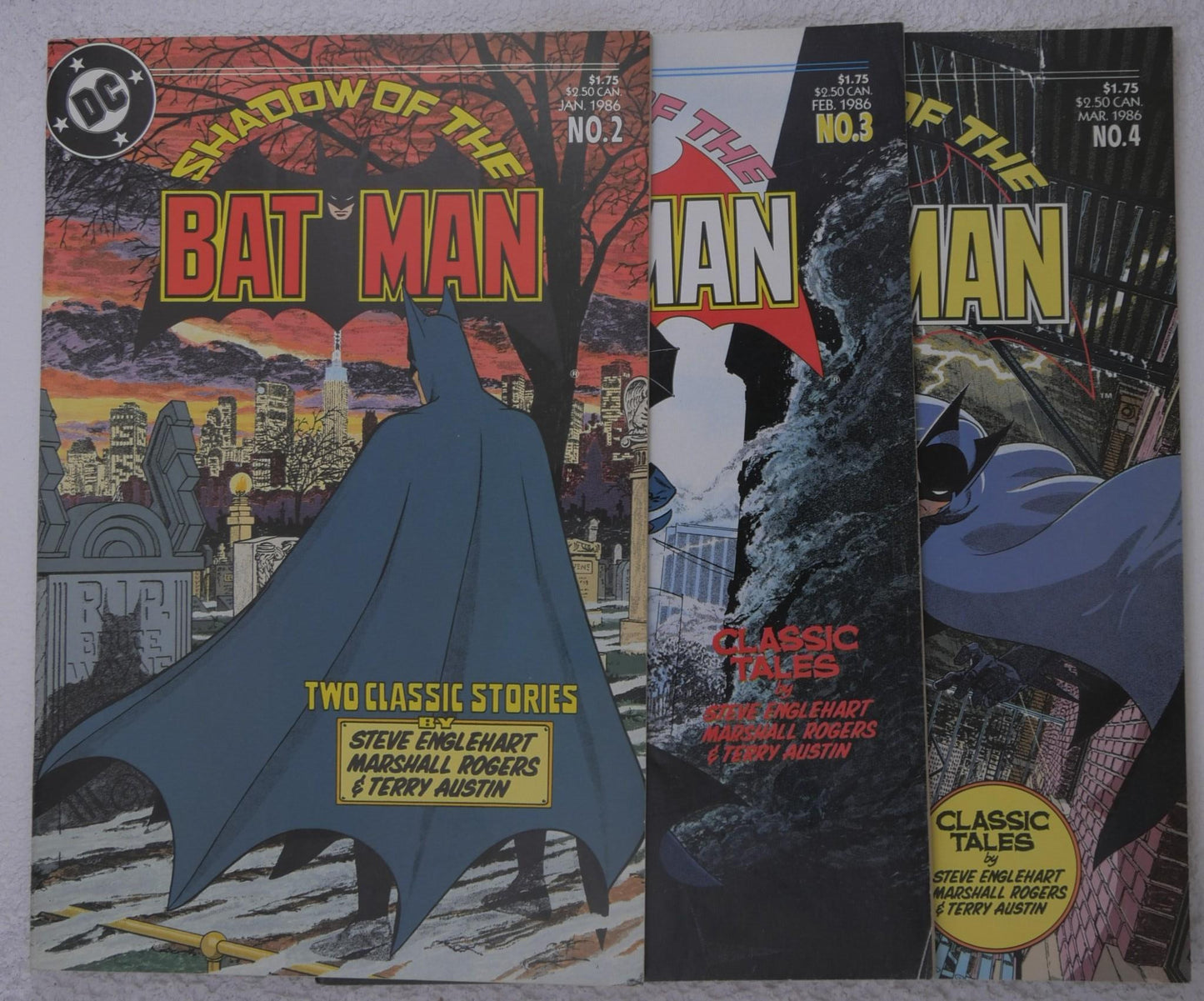 Shadow of the Batman #2 #3 #4 DC Comics 1986 Batman comic book set covers