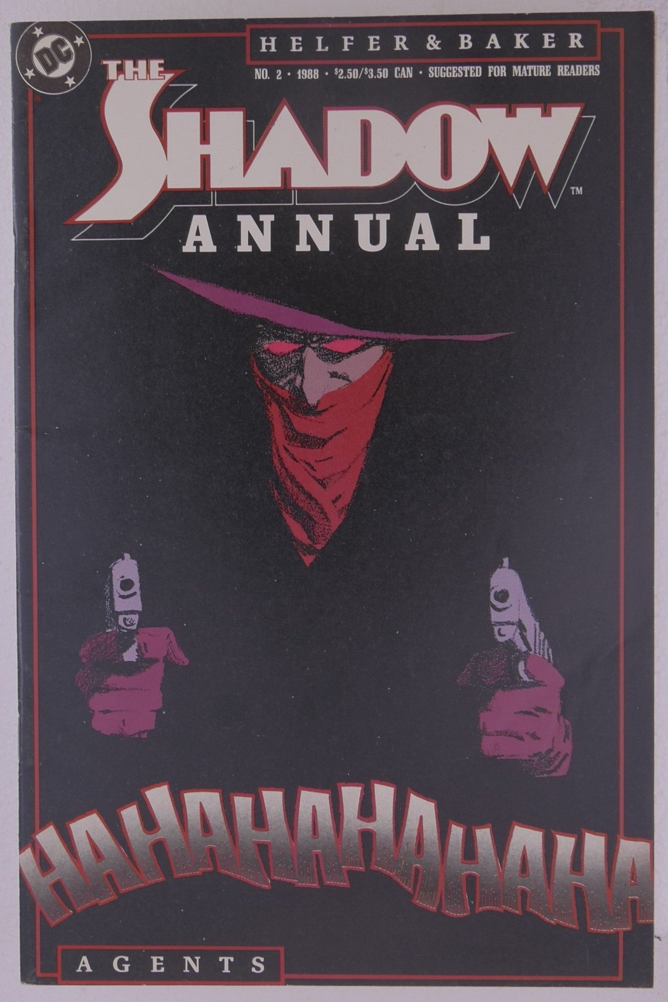 The Shadow Annual #2 DC Comics 1988 minimalist cover with dual pistols