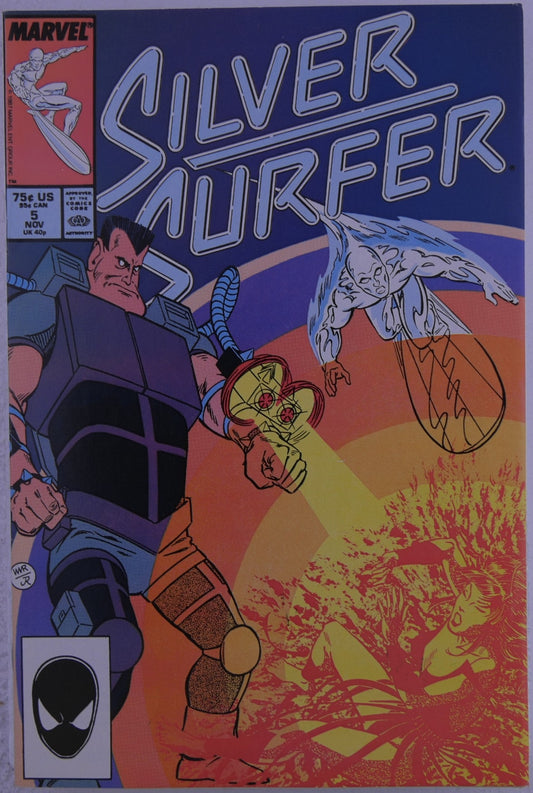 Silver Surfer #5 1987 Direct Edition cover featuring Silver Surfer battling cosmic forces during the Obliteration storyline