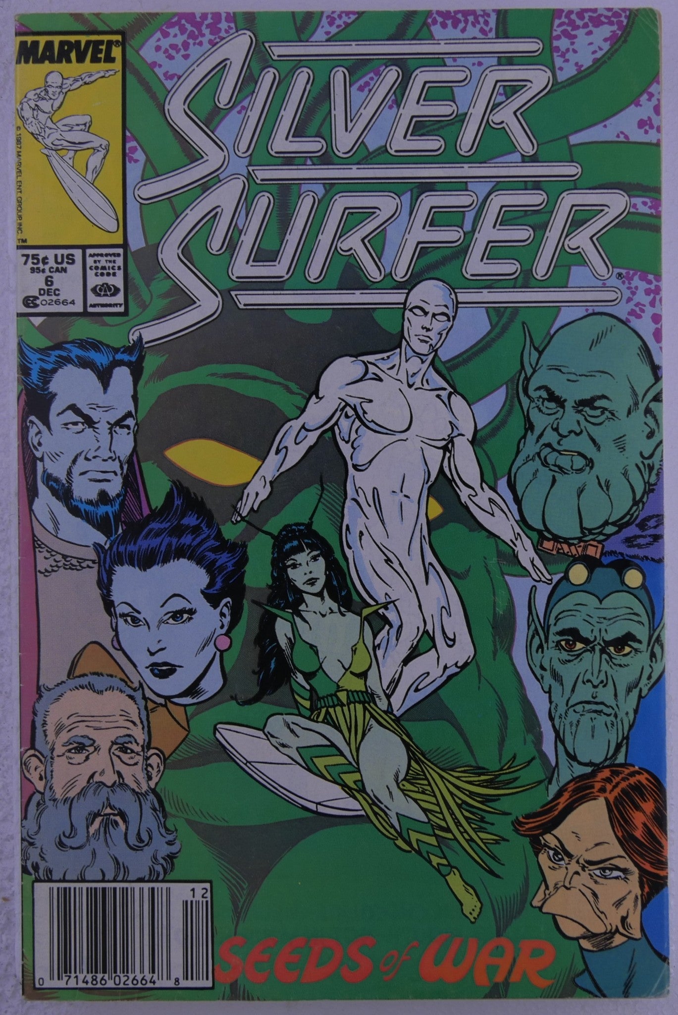 Silver Surfer #6 1987 Direct Edition cover featuring cosmic ensemble from Seeds of War