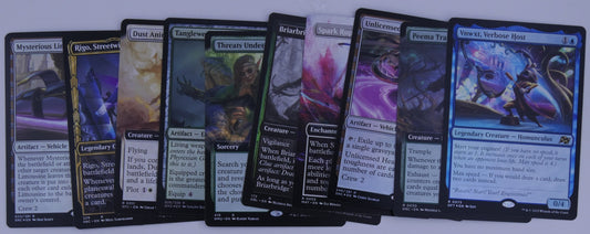 Ten Magic: The Gathering rare variant cards including foil, showcase, and borderless examples
