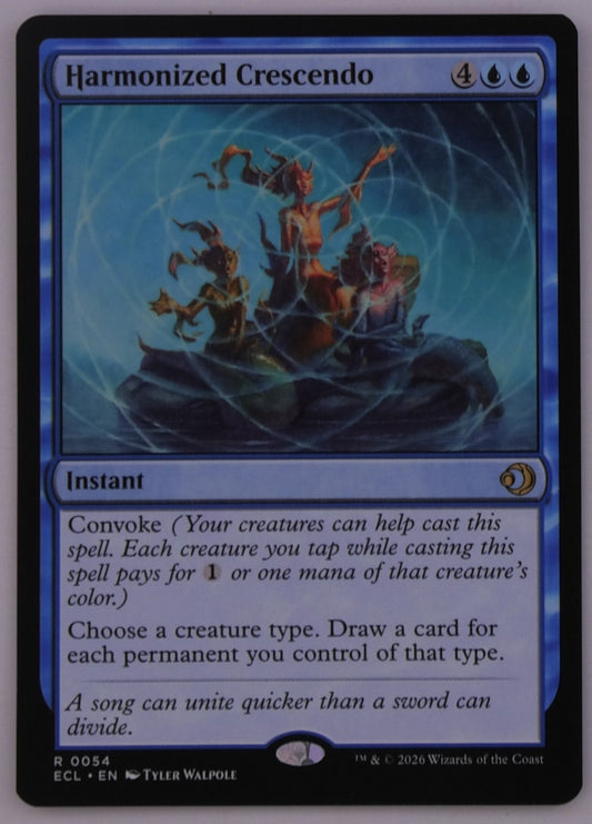 Harmonized Crescendo MTG card from Lowryn: Eclipsed, ECL 0054, blue instant with Convoke and tribal card draw, regular finish