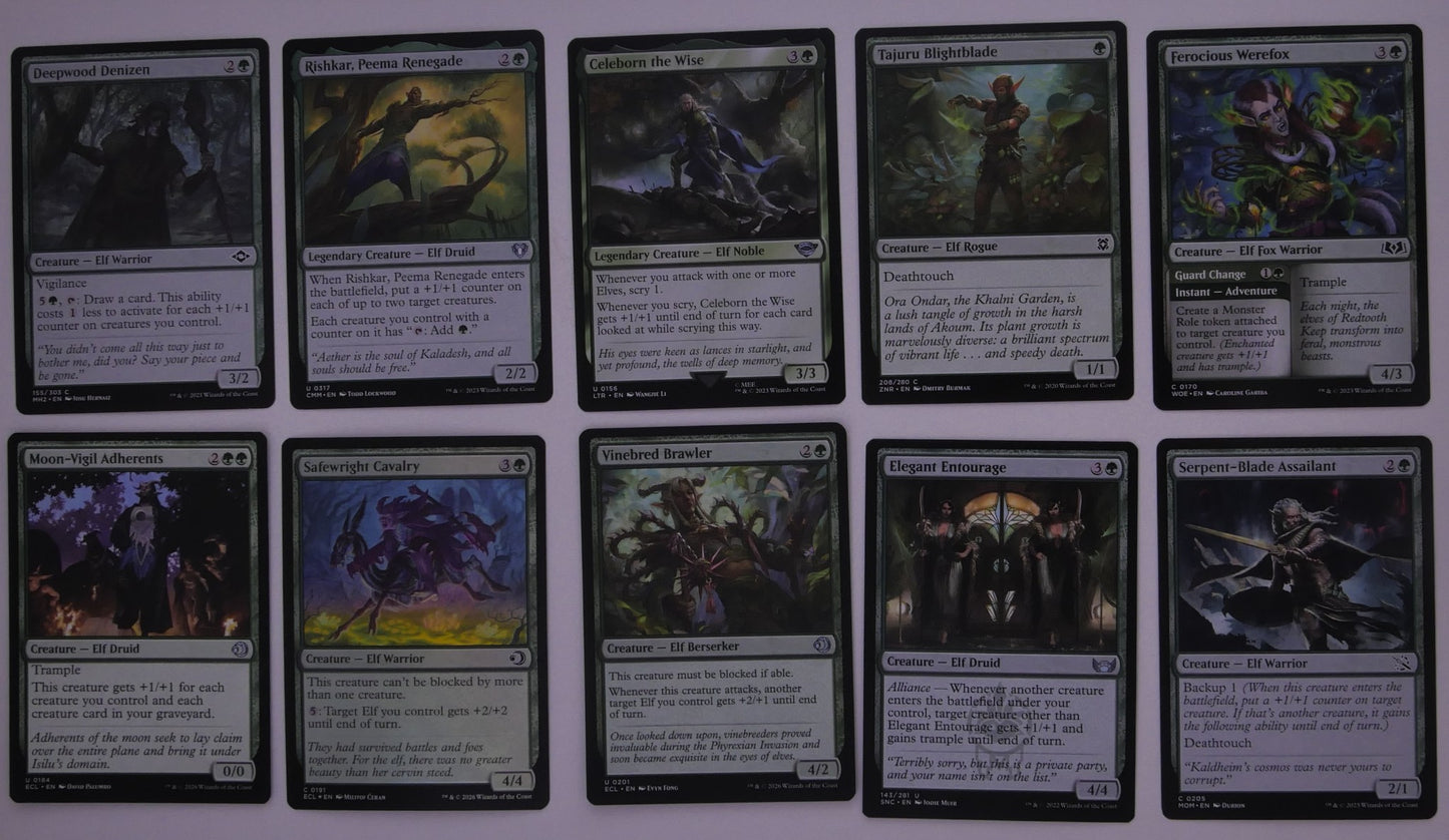 MTG Elf tribal +1/+1 counters midrange pack featuring green Elf synergy cards – DM Vault Co