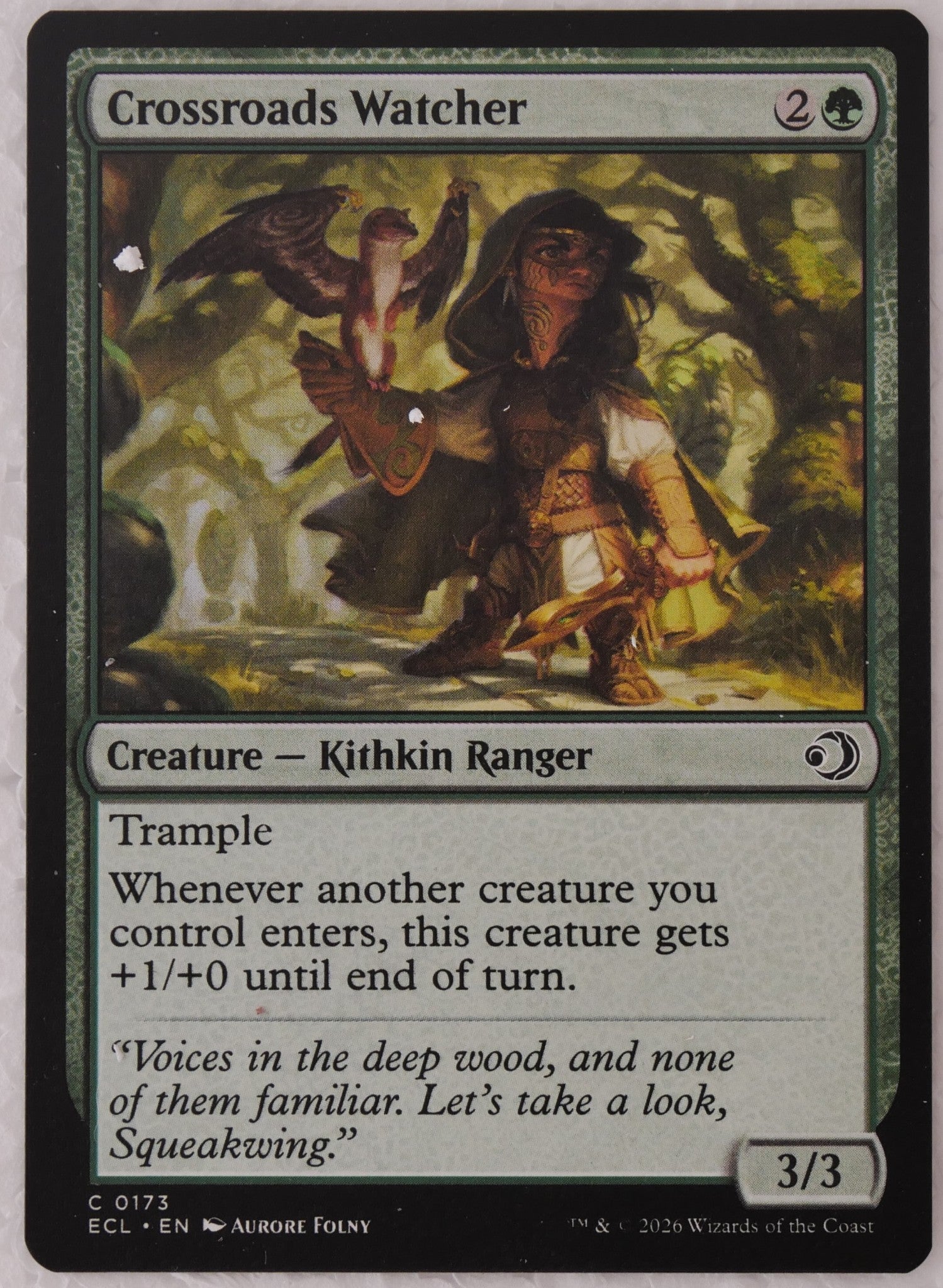 Crossroads Watcher MTG ECL 0173 regular finish Kithkin Ranger creature card