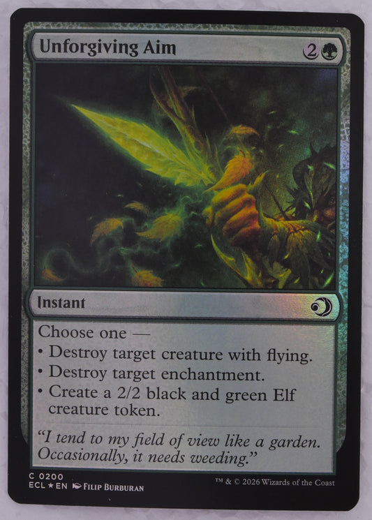 Unforgiving Aim Lowryn: Eclipsed 0200 MTG foil green instant card DM Vault Co