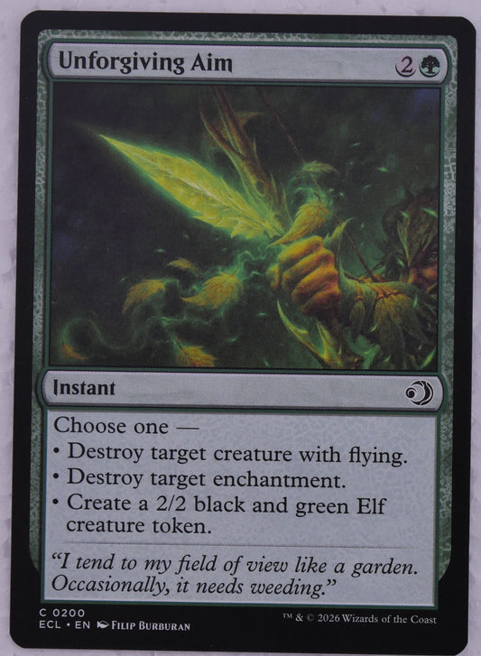 Unforgiving Aim Lowryn: Eclipsed 0200 MTG green instant card DM Vault Co