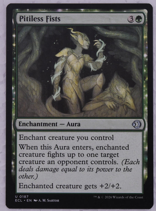Pitiless Fists Lowryn: Eclipsed 0187 MTG green fight Aura card DM Vault Co