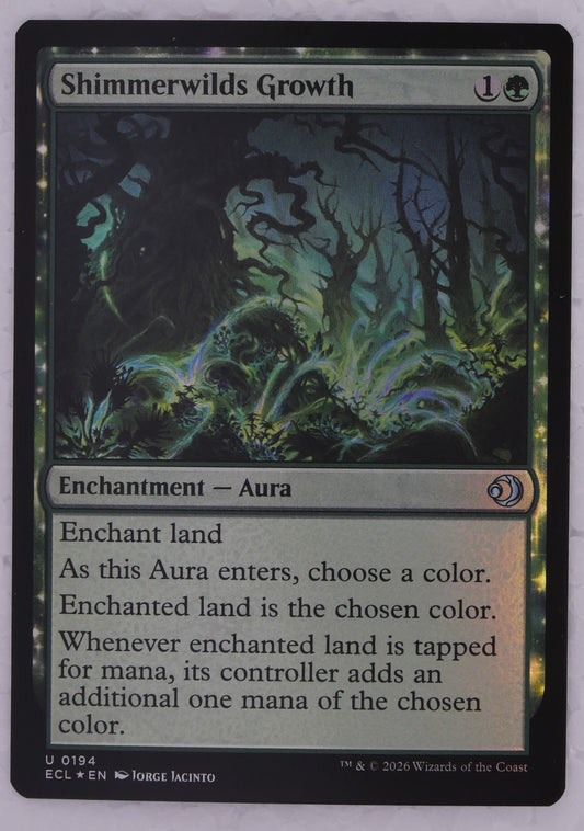 Shimmerwilds Growth Lowryn: Eclipsed 0194 MTG foil land Aura card DM Vault Co