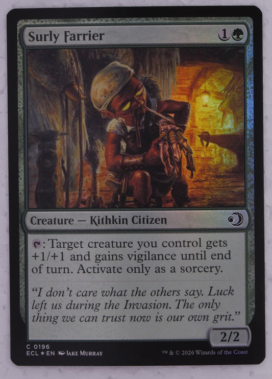 Surly Farrier Lowryn: Eclipsed 0196 MTG foil green Kithkin creature DM Vault Co