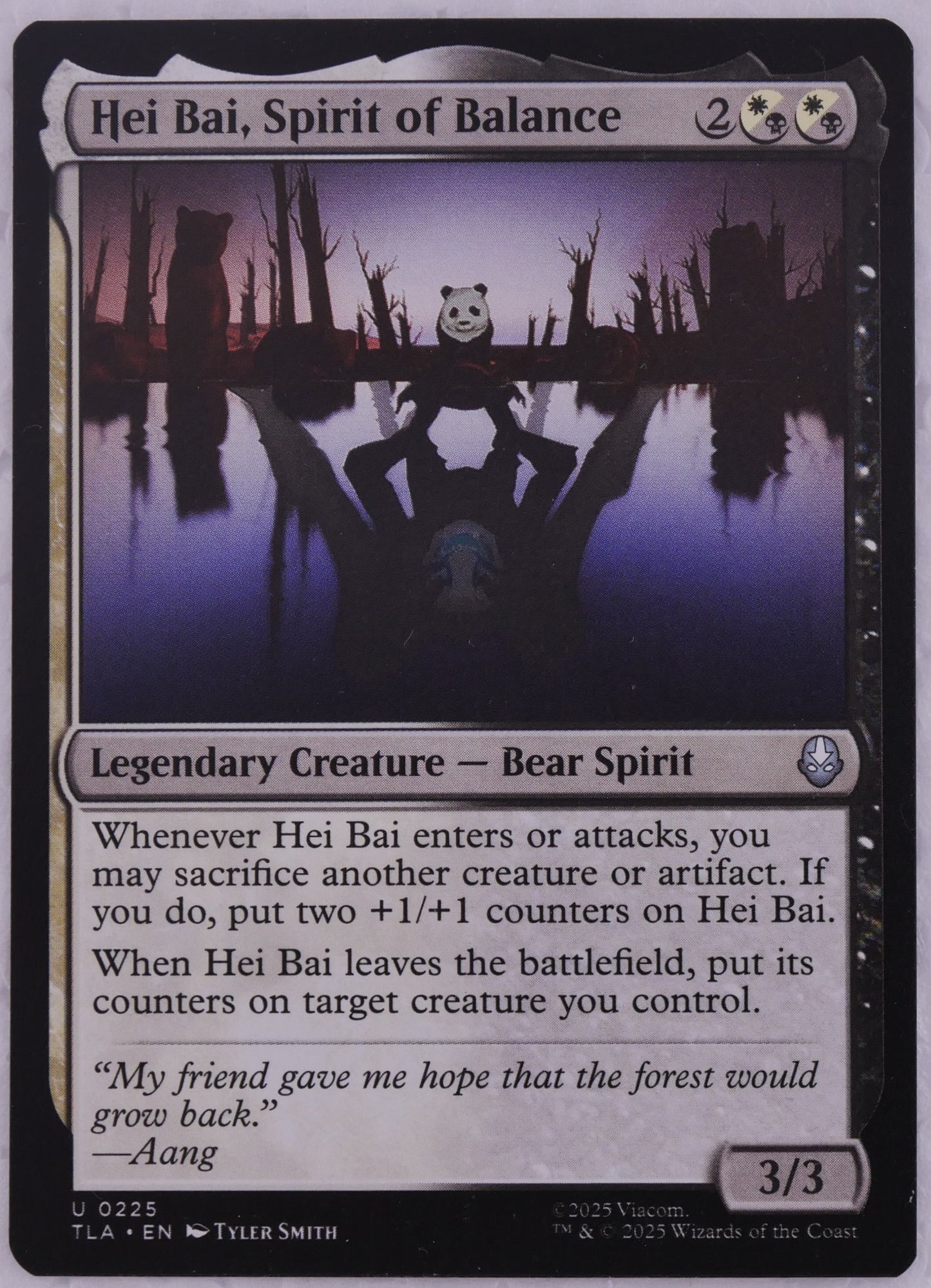 Hei Bai Spirit of Balance MTG TLA 0225 foil finish legendary creature card
