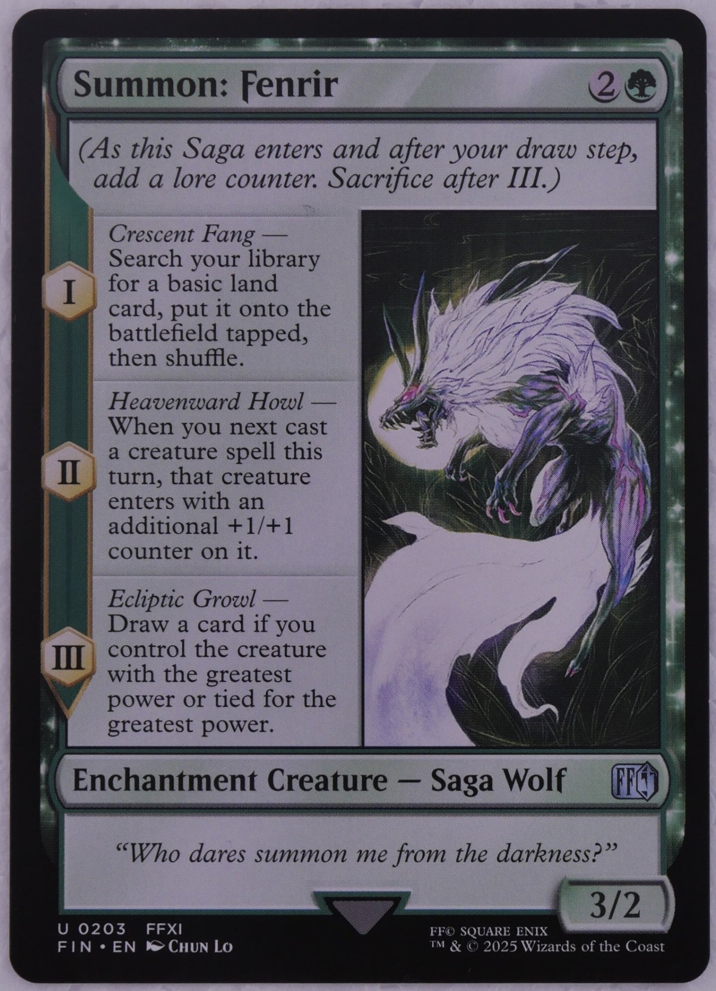 Summon Fenrir MTG FIN 203 regular finish Saga Wolf card