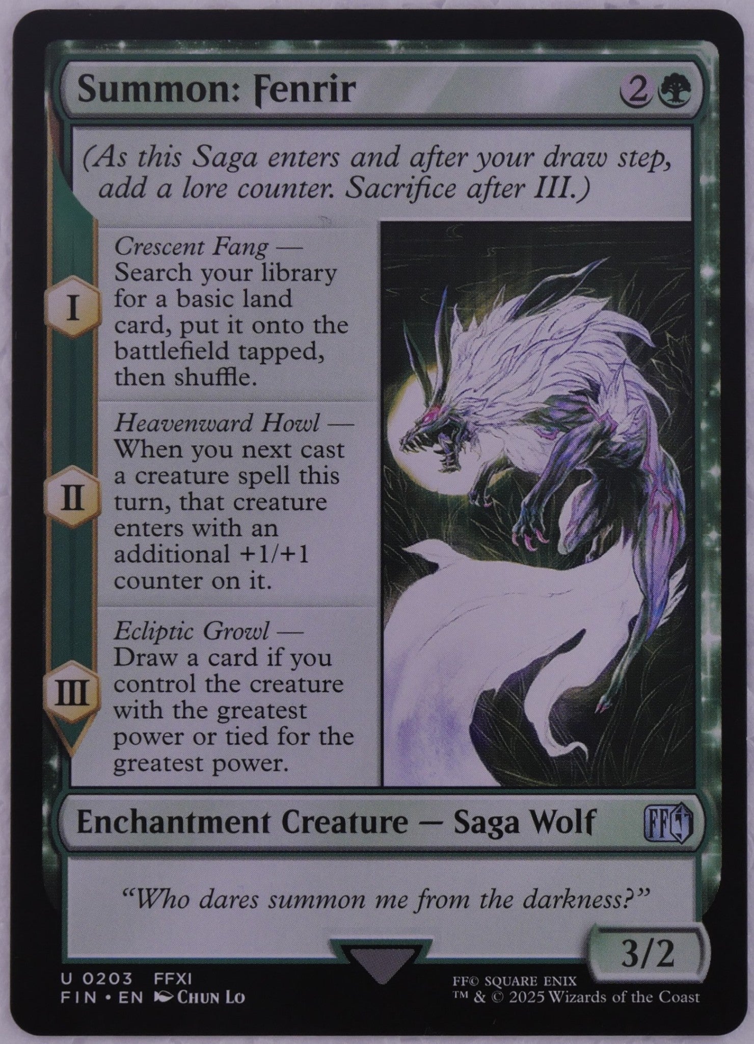 Summon Fenrir MTG FIN 203 regular finish Saga Wolf card