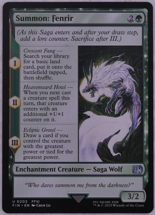 Summon Fenrir MTG FIN 203 regular finish Saga Wolf card