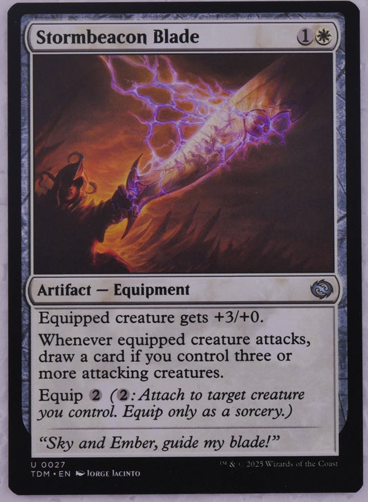 Stormbeacon Blade TDM 0027 MTG Equipment card, regular finish non-foil, power boost and draw ability — DM Vault Co