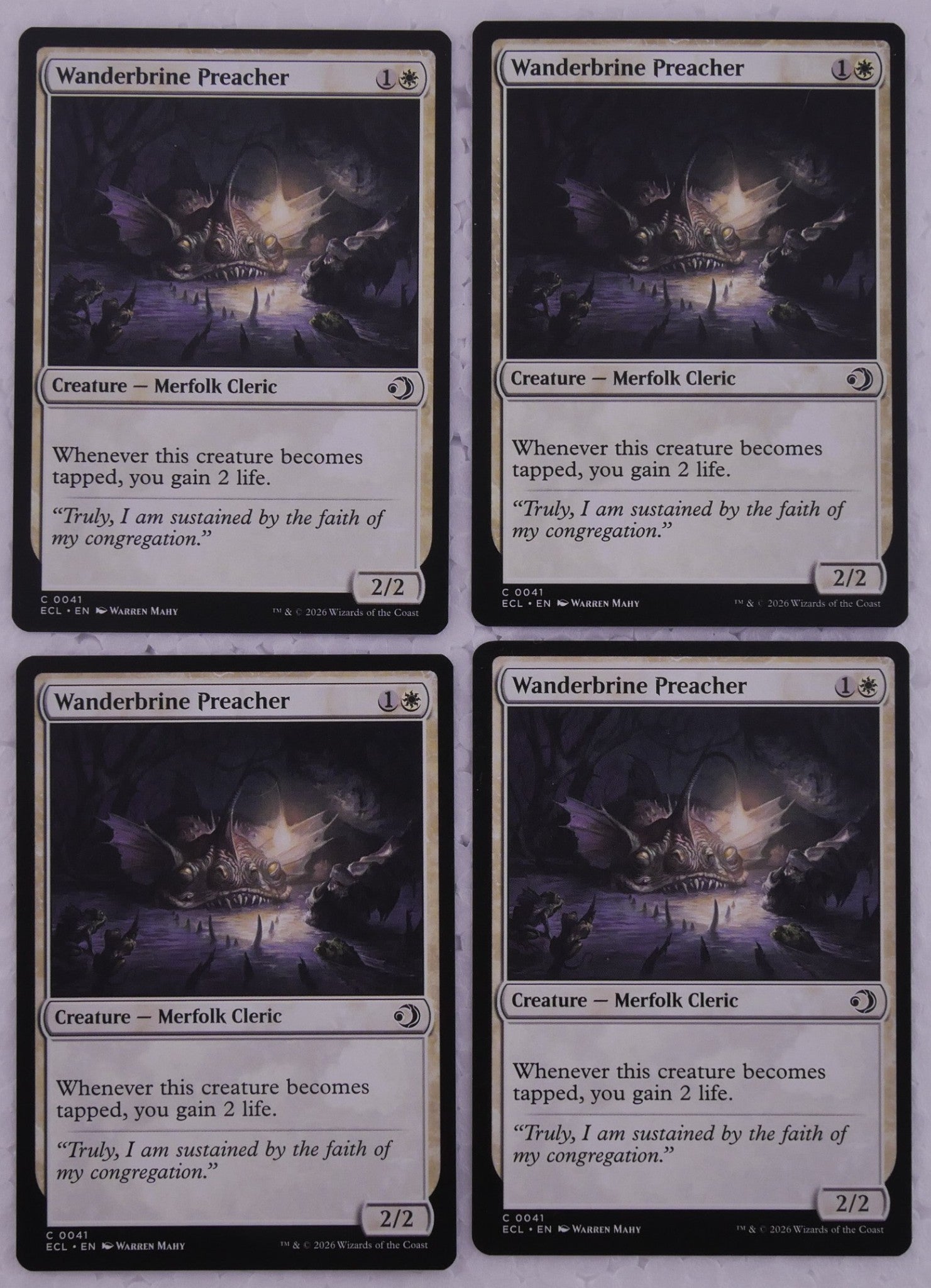 Wanderbrine Preacher ECL 0041 MTG x4 playset, regular finish non-foil Merfolk Cleric — DM Vault Co