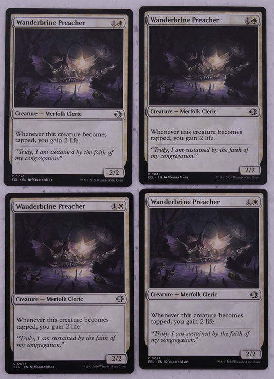 Wanderbrine Preacher ECL 0041 MTG x4 playset, regular finish non-foil Merfolk Cleric — DM Vault Co