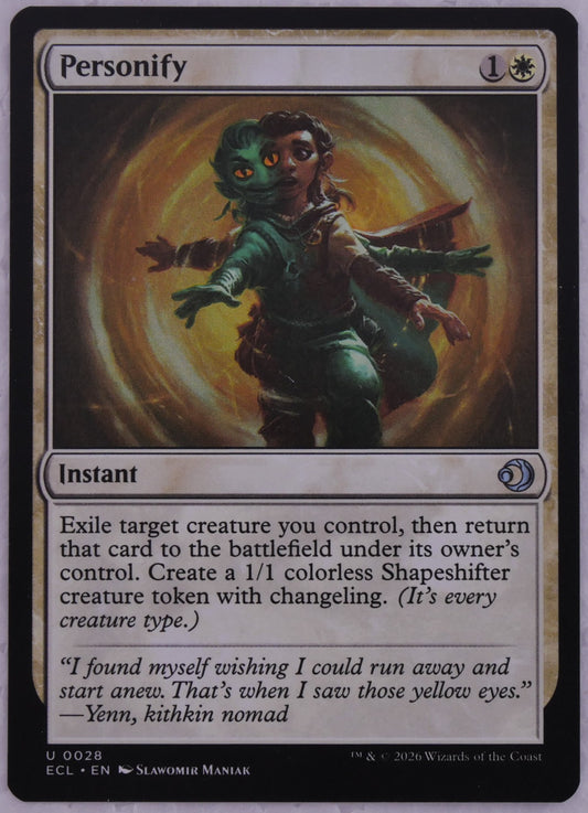 Personify ECL 0028 MTG instant card, regular finish non-foil, blink effect with shapeshifter token — DM Vault Co
