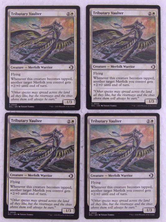 Tributary Vaulter x4 MTG ECL 040 regular finish Merfolk Warrior cards